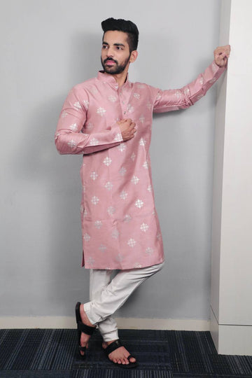 LIGHT PINK E BUTTI MOTIF SUQUNCE EMBRODERED KURTA WITH PAJAMA