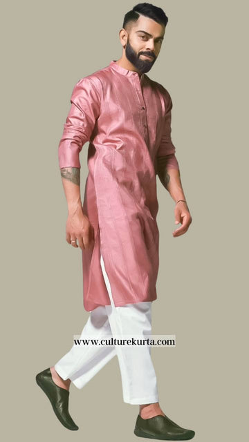 VK PINK COLOR FESTIVE WEAR MEN KURTA PAJAMA SET